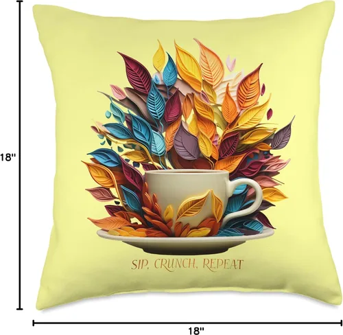 Miniatura 4 de Gheorghe's Artisanal Accents Autumn's Coffee - Almohada de lona (16 x 16 pulgadas), multicolor