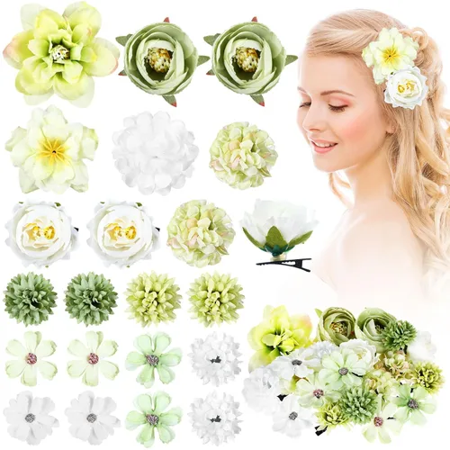 Miniatura 11 de BBTO 21 piezas pinzas para el pelo con diseño de flores, pasadores para el cabello con rosas, diademas para mujer, accesorios de flores, estilo Azul