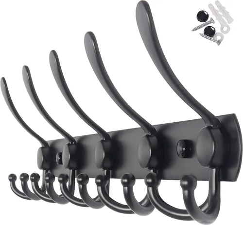 WEBI Perchero de Pared Montado en Pared, Ganchos para Abrigos Montado en Pared, 5 Ganchos Tri para Colgar Abrigos, Colgador de Pared para Abrigos,