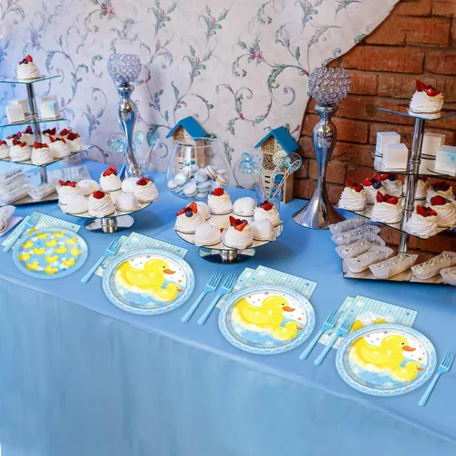 Miniatura 6 de gisgfim Juego de 96 platos y servilletas de pato de goma desechables con temática de pato, suministros para fiestas, cumpleaños, baby shower