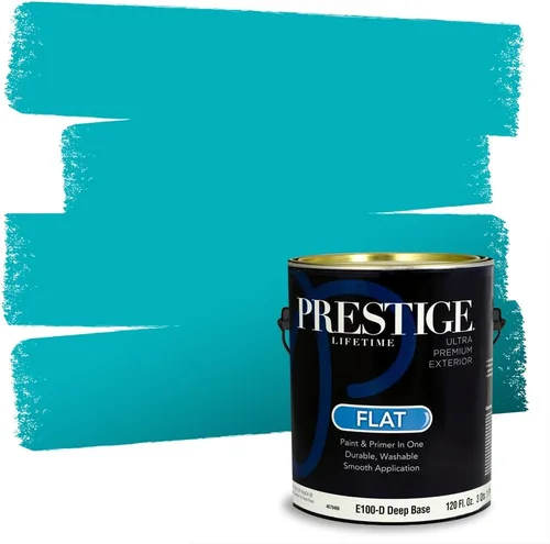 Miniatura 113 de Prestige Paints. - Base y pintura para exteriores en un solo galón, 1 galón. plano, comparable con Sherwin Williams Topsail. SW6799-PCM