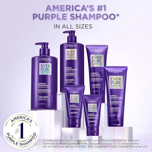 Miniatura 6 de L'Oreal Paris EverPure, Acondicionador Morado Tonificante Anti-Cobrizos Sin Sulfato para Cabello Rubio, Decolorado, Plateado o con Mechas Marrones