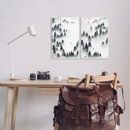 Miniatura 2 de Stupell Industries Ziwei Li - Juego de 2 piezas de arte de pared de madera, diseño de pistas de esquí de invierno