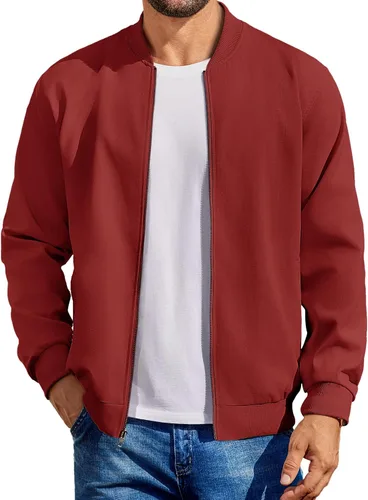 Miniatura 7 de COOFANDY - Chaqueta bomber de algodón para hombre, ligera, de vuelo, chaquetas casuales de softshell, chaqueta varsity