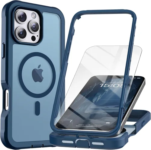 Miniatura 21 de Funda magnética para iPhone 13 Pro Max, protector de pantalla, compatible con MagSafe, protección contra caídas de grado militar, protección