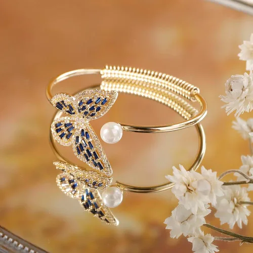 Miniatura 5 de Aimimier Pulsera de perlas de mariposa de cristal o para mujeres y niñas