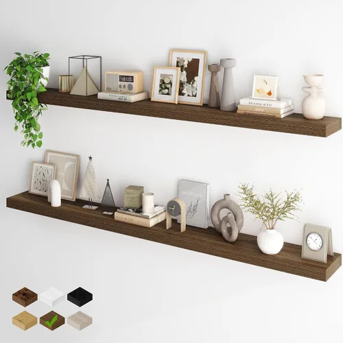 Miniatura 48 de Fun Memories Estantes flotantes para pared, estantes flotantes de 48 pulgadas de largo, juego de 1, estante colgante con soportes invisibles