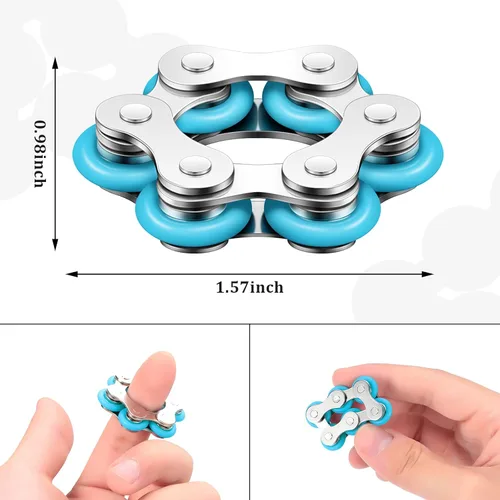Miniatura 2 de Sumind 2 unidades de cadena de bicicleta Fidget Roller Chain Fidget con seis Flippy Novedad Alivio del estrés para adultos Ansiedad Autismo, regalo