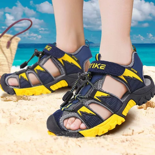 Miniatura 7 de Littleplum Sandalias para niños con puntera cerrada, sandalias deportivas para niños pequeños, zapatos de verano para niños grandes, caminar