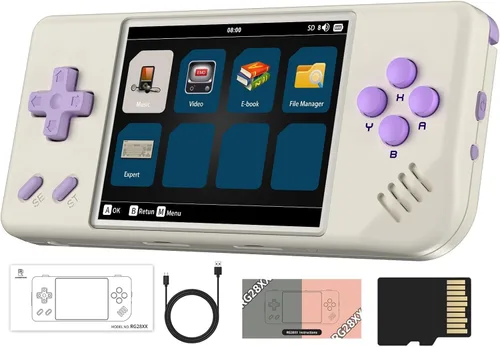 RG28XX - Juego de mano retro con sistema Linux, pantalla IPS de 2.83 pulgadas incorporada, tarjeta TF 64G, juegos 5516, compatible con aplicaciones