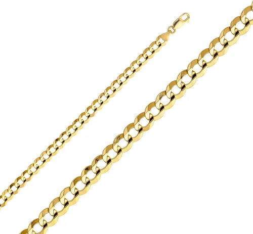 Miniatura 2 de Wellingsale Cadenas abiertas de eslabones cubanos de oro macizo de 14 quilates (opciones de selección)