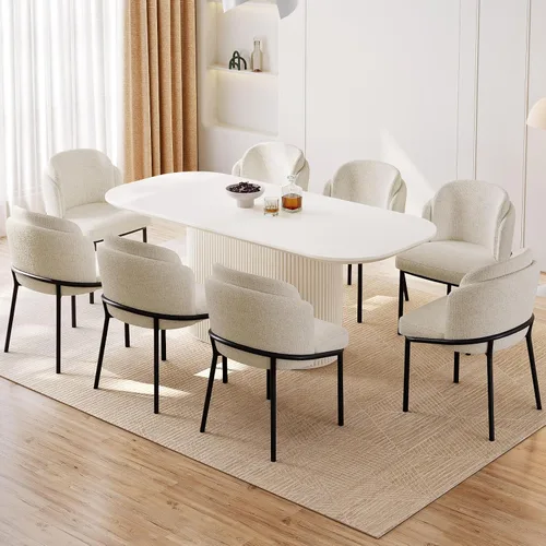 Miniatura 22 de Guyii Juego de mesa de comedor ovalada de 63 pulgadas con sillas, juego de mesas de comedor de 6 asientos para 7 piezas, juego de mesa de comedor