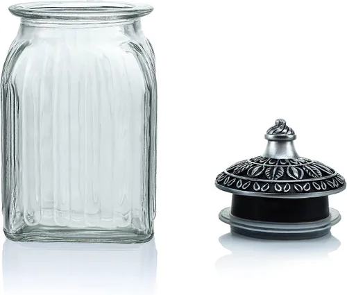Miniatura 2 de SOCOSY Tarro de cristal transparente vintage para dulces con tapa, tarro de comida, tarro de nueces, caja de joyería, tarros de dulces de boda