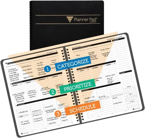 Miniatura 13 de Planner Pad Encuadernado en Espiral Octubre 2024 – Septiembre 2025 6 3/4" x 8 1/2" Organizador Mediano de 3 Niveles Funnel Down de 12 Meses