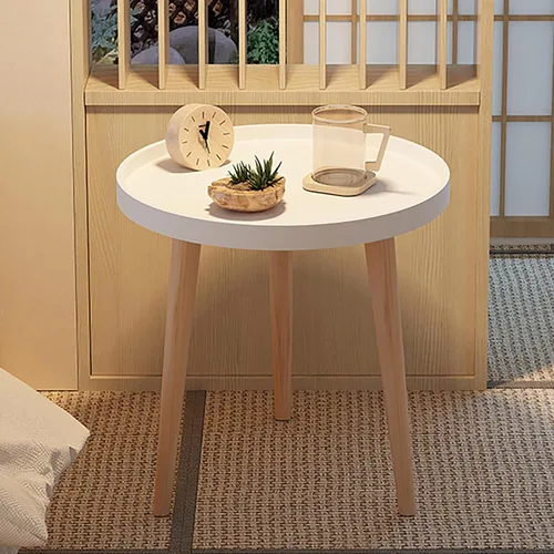 Miniatura 12 de Mesa auxiliar redonda, bandeja para mesita de noche, mesa auxiliar para sala de estar, dormitorio, espacios pequeños, patas de haya