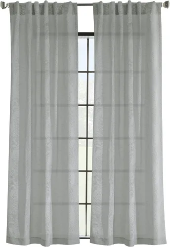 Miniatura 2 de Loft Living Troy - Cortina estampada de lino sintético con doble cabecera, 52 x 84 pulgadas, color gris