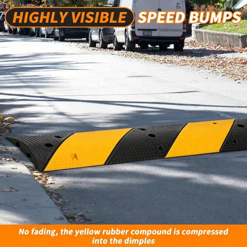 Miniatura 4 de Baches de velocidad para entrada, paquete de 2 topes de velocidad de goma de 3.3 pies, 2 canales de velocidad modular de 22000 libras, rampas