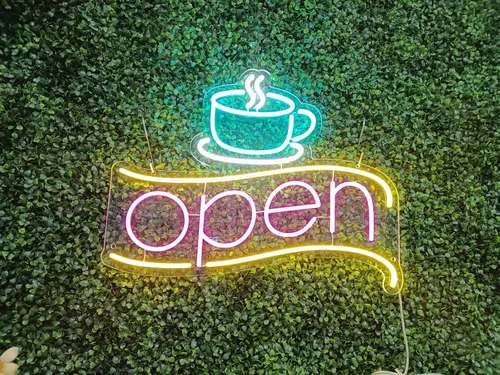 Miniatura 5 de Letreros de barra de café, letrero de café, arte de pared, accesorios de decoración de luz LED, letrero de cafetería, decoración de tienda, telón