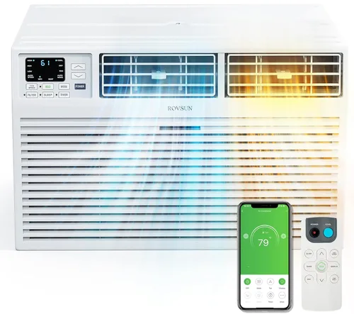 ROVSUN - Aire acondicionado inteligente de 8000 BTU a través de la pared con calor, unidad de aire acondicionado de pared y calentador combinado con