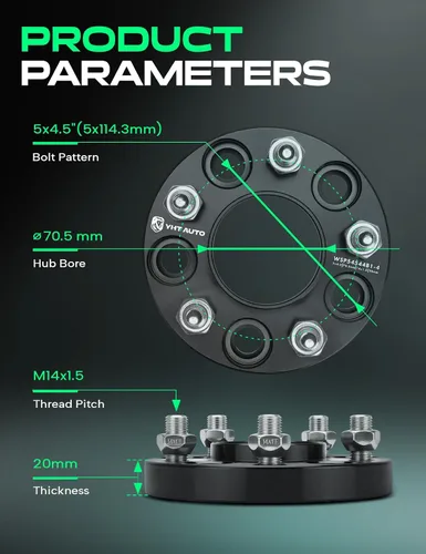 Miniatura 4 de YHTAUTO - Espaciadores de rueda hub céntrica 5x4.5 de 1 pulgada, compatibles con modelos Ford Lincoln: Explorer, Mustang, GT, Aviator, espárragos