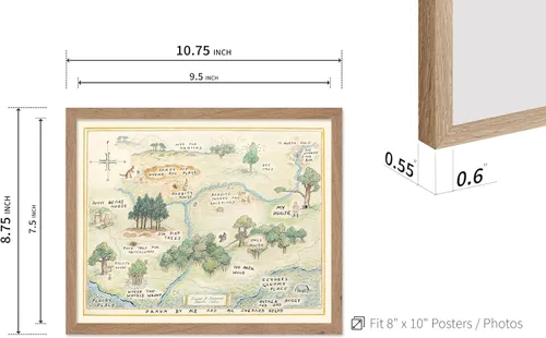 Miniatura 3 de Poster Master Póster de ilustración vintage, impresión de paisaje retro, regalo para bebé, niño, mapa de madera de 100 acres, oso, cerdo, animal
