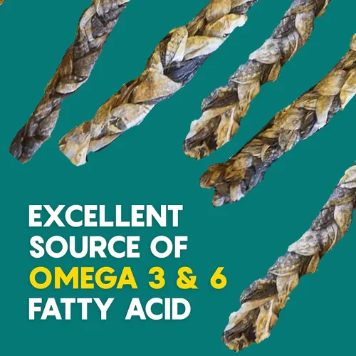 Miniatura 4 de Ocean Tides Pieles trenzadas de bacalao islandés de 8 onzas para perros y gatos – Un solo ingrediente, piel de pescado capturada en la naturaleza