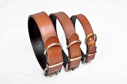 Collar de cuero para perro, aleación de cuero genuino, anillos en D, collares para mascotas para perros medianos, grandes y pequeños, gatos