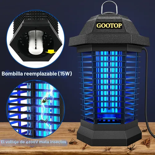 Miniatura 3 de GOOTOP Extractor de Insectos para Exteriores, Extractor de Mosquitos, Enchufe de 3 Puntas Eléctrico Matamoscas, Mata Mosquitos, Trampas para Moscas