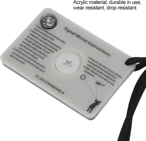 Miniatura 3 de Dilwe Espejo al aire libre, cristal reflector multifunción con cordón para acampar al aire libre, supervivencia, emergencia
