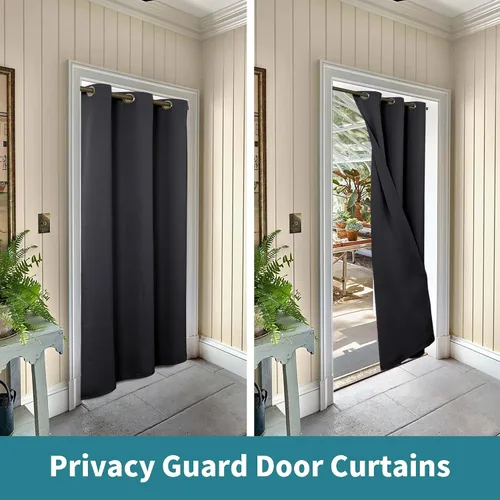 Miniatura 5 de BGment Cortina oscura gris para puerta de 78" de largo para entrada, cortina para armario de dormitorio, cortina divisora con aislamiento térmico