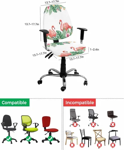 Miniatura 4 de Funda elástica para silla de oficina con diseño de flamenco de verano, funda de asiento para silla de computadora, fundas para respaldo, plantas