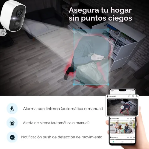 Miniatura 3 de GMK Cámaras de seguridad inalámbricas para exteriores, visión nocturna a color 2K, detección de movimiento AI, conversación de 2 vías, funciona