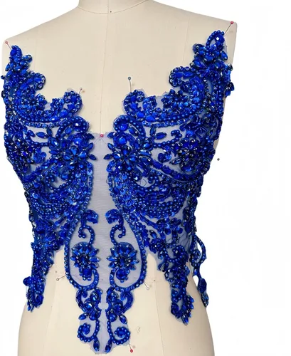 Miniatura 11 de Apliques de encaje hechos a mano con diamantes de imitación para coser en cuentas de vidrio, accesorios para ropa de vestir (blanco)