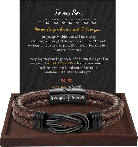 Miniatura 35 de BTYSUN Regalos para hombres, regalos del día de San Valentín para él, novio, marido, adolescentes, pulseras de cuero para hombres, regalos de amor