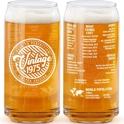 Regalos de cumpleaños número 50 para hombres, regalos de cerveza de cumpleaños, vaso de cerveza de 20 onzas de 20 onzas (1 unidad), vidrio vintage