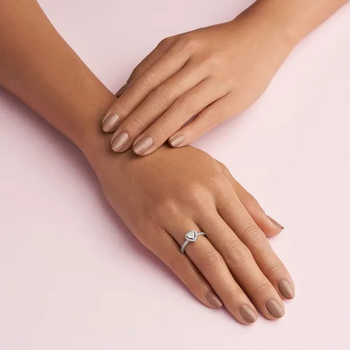 Miniatura 6 de Pandora Elevated Heart Ring - Promise Ring for Women - Layering or Stackable Ring - Gift for Her - Sterling Silver with Clear Cubic Zirconia, With