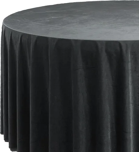 Miniatura 3 de YOUR CHAIR COVERS - Mantel redondo de terciopelo de 120 pulgadas - Mantel de lino negro para mesas redondas estándar