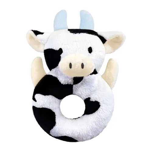 Juguete suave de sonajero de vaca bebé, ganado lechero de felpa para bebés, juguete de peluche fácil de agarrar, regalos para recién nacidos, bebés,