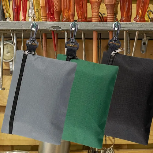Miniatura 7 de Paquete de 3 pequeñas bolsas de herramientas con cremallera multiusos organizador de almacenamiento duradero 600D Oxford impermeable bolsa