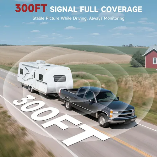 Miniatura 9 de Cámara de respaldo inalámbrica, cámara de respaldo para caravana con monitor HD de 7 pulgadas, sistemas de cámara de respaldo dual para camión