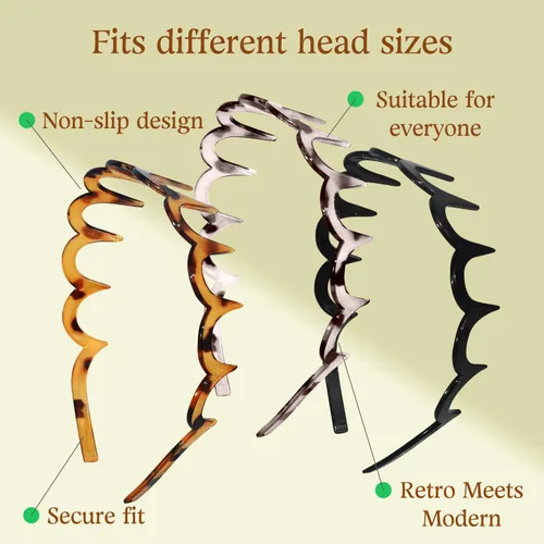 Miniatura 3 de 3 bandas para el cabello de metal con resorte ondulado (3 piezas)..