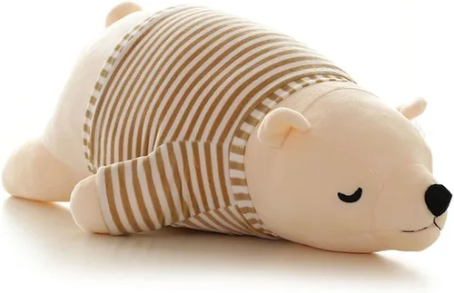 Miniatura 4 de MMTTAO Oso Polar Relleno Juguete de Peluche de 14 Pulgadas Pequeño Oso Blanco Durmiente Peluches Suaves Lindas Muñecas de Colección Almohada Cojín