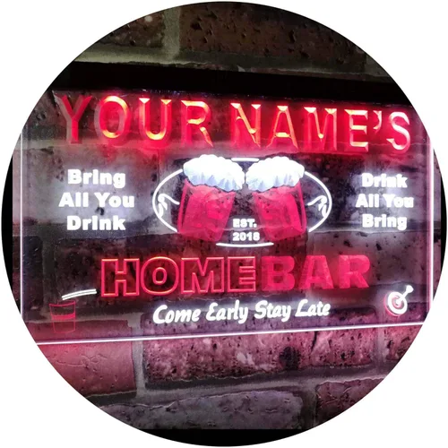 Miniatura 27 de Letrero luminoso Custom Home Bar Beer de neón; personalizado con nombre Blanco
