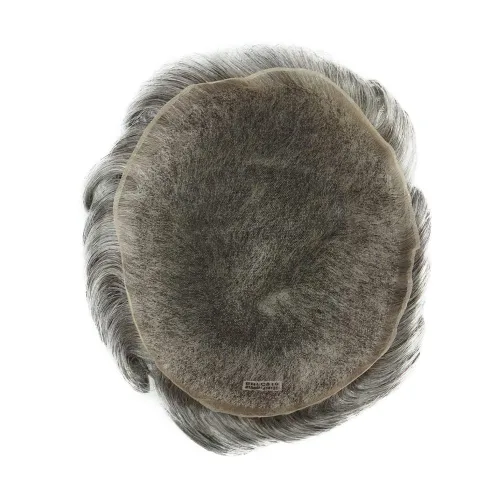 Miniatura 4 de HAIR NATURE Toupee para hombres cabello humano, sistema de reemplazo de cabello para hombre, extensiones de cabello gris de encaje francés 8x10#1B65