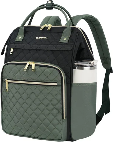 Miniatura 14 de EMPSIGN Mochila para laptop de 15.6 pulgadas para mujer, bolsa de trabajo de negocios, repelente al agua, mochila informal con puerto USB