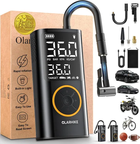 Miniatura 14 de OlarHike Tire Inflator Portable Air Compressor, USB-A & Power Bank,Smart Dual Hose System, Auto Air Comprassor for Car Tires, Balls,Bike