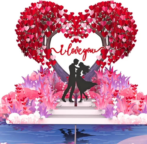 Miniatura 9 de Tarjeta romántica de San Valentín con diseño de gato, 3D, para pareja, gato, para esposa, marido, él, novia, novio, adultos 6 x 8 pulgadas