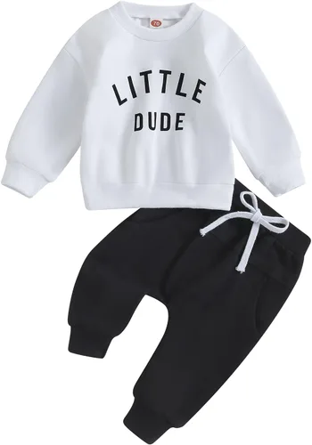Miniatura 17 de Ropa de otoño para bebé recién nacido niño, manga larga, cuello redondo, estampado de letras, sudadera superior, pantalones largos, lindos conjuntos