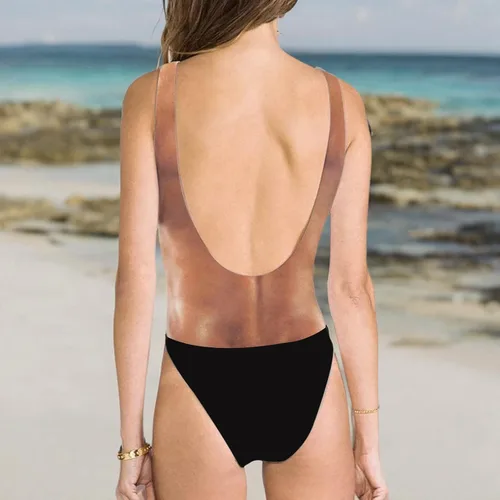 Miniatura 24 de uideazone Traje de baño divertido de las mujeres del pecho del cuerpo peludo impreso hippie trajes de baño traje de baño de una pieza Monokini