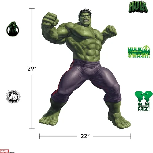 Miniatura 6 de Wall Palz Marvel Incredible Hulk Calcomanías de Pared - 29" Realidad Aumentada Vengadores Hulk Decoración de Pared para Dormitorio Calcomanías